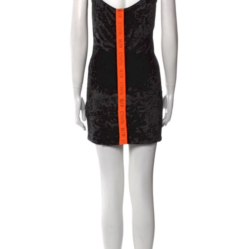 Cinq à Sept Black Velvet Dress with Orange Stripe